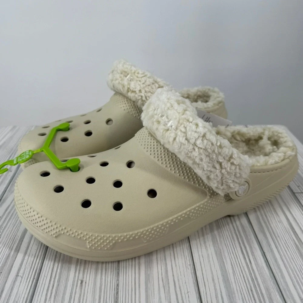 Crocs Winter White Classic Fleece Lined Clog Faux‎ Fur Slip on  Fuzzy Mens 12